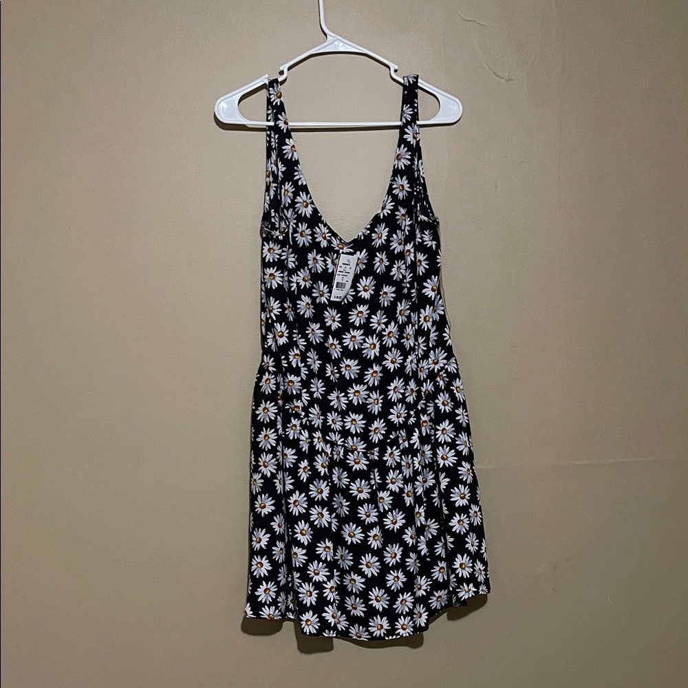 Fire Los Angeles Black Dress with White Daisy Pattern